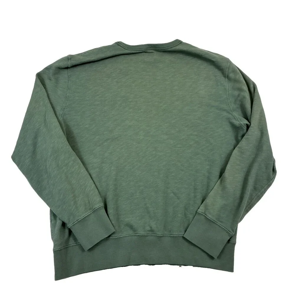 J Crew Sweater Mens XXL Green Lightweight Sunfaded French Terry Sweatshirt